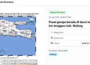 Gempa Magnitudo 3,1 Guncang Malang, Pusat di Darat Laut Tenggara Kabupaten